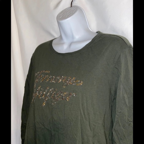 Tommy Hilfiger Olive Embellished Top 2X - Picture 3 of 3